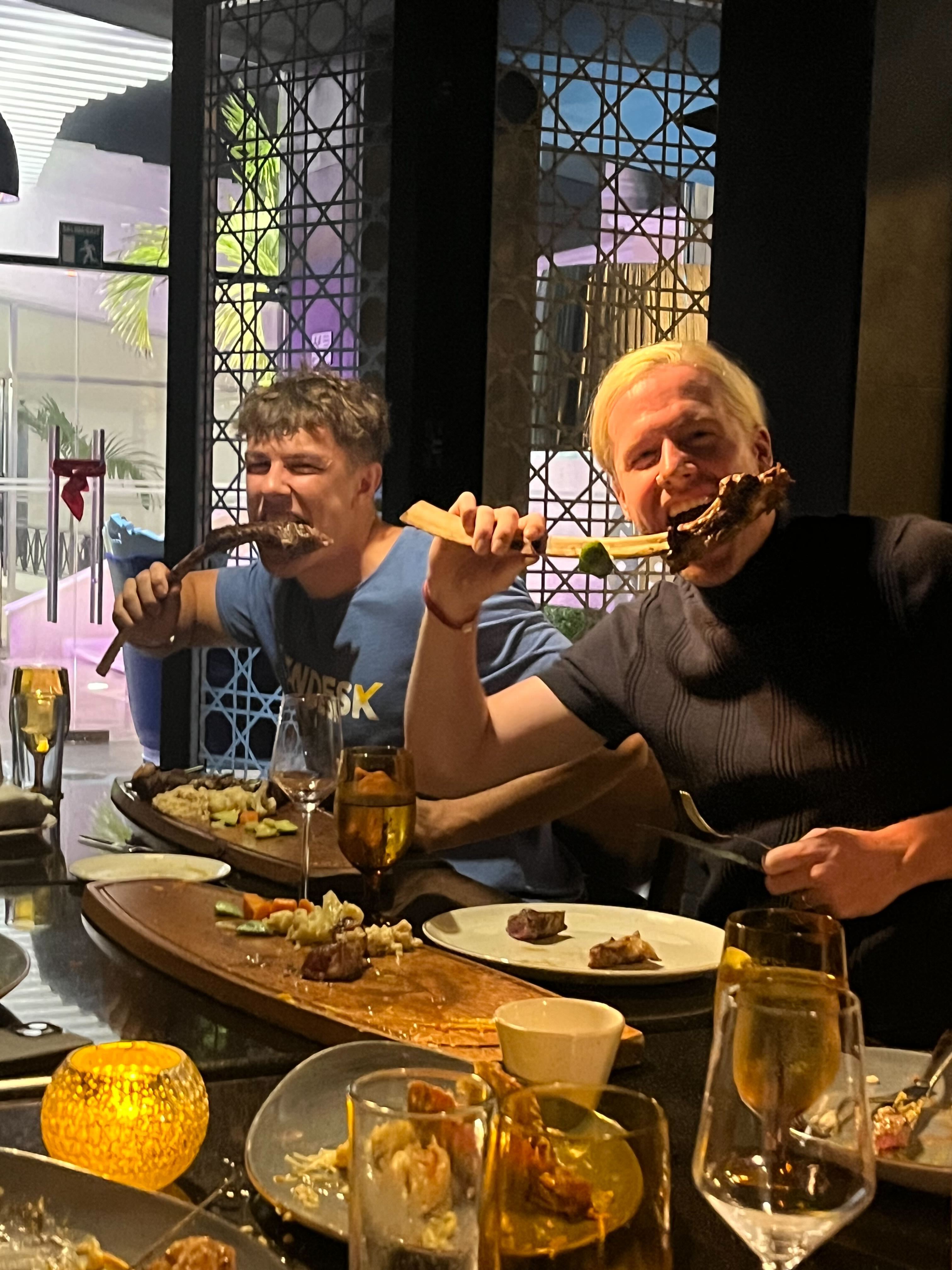 two colleagues enjoying a meal