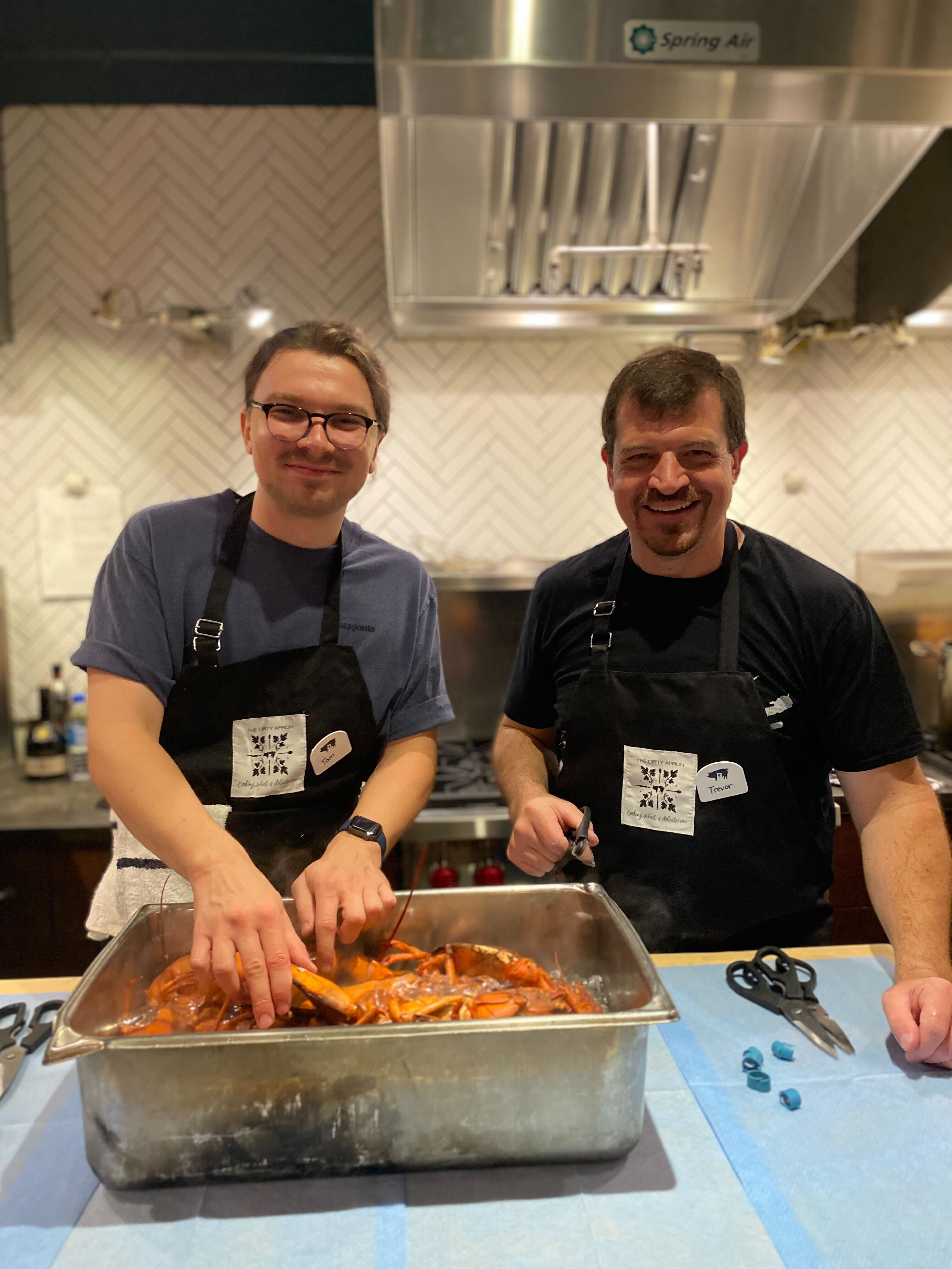 colleagues preparing food